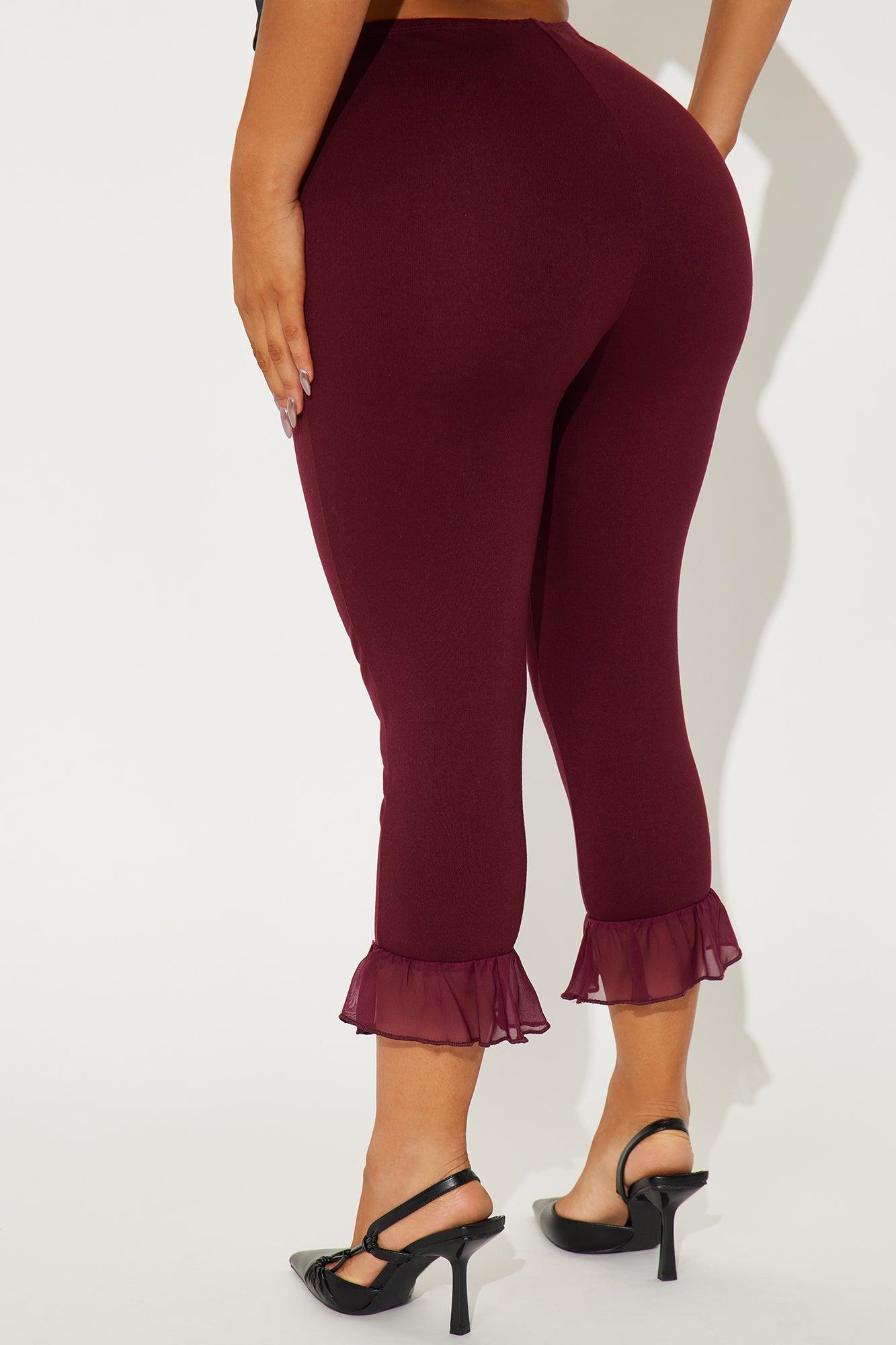 Charlotte Ruffle Capri Legging - Wine Product Image