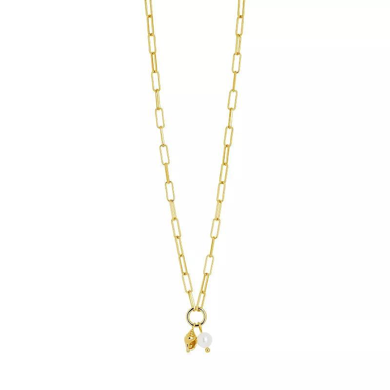 MC Collective Shell Pearl & Seashell Charm Necklace, Womens Gold Tone Product Image