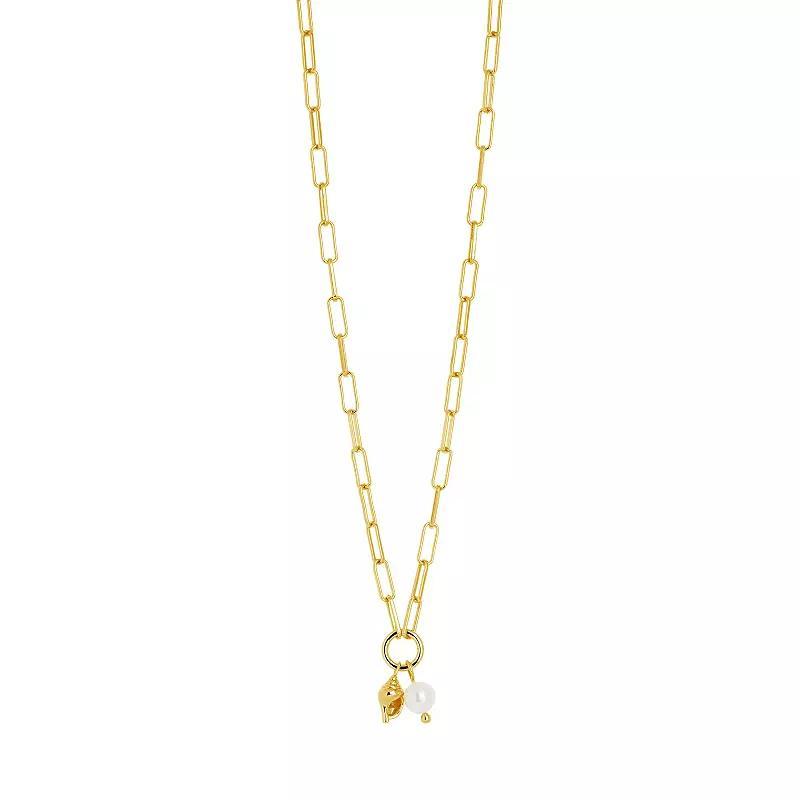 MC Collective Shell Pearl & Seashell Charm Necklace, Womens Gold Tone Product Image