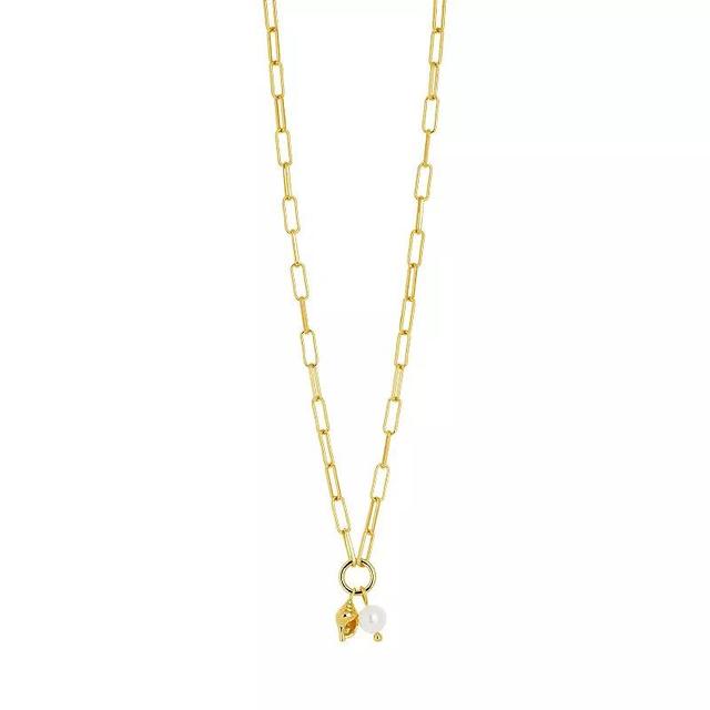 MC Collective Shell Pearl & Seashell Charm Necklace, Womens Gold Tone Product Image