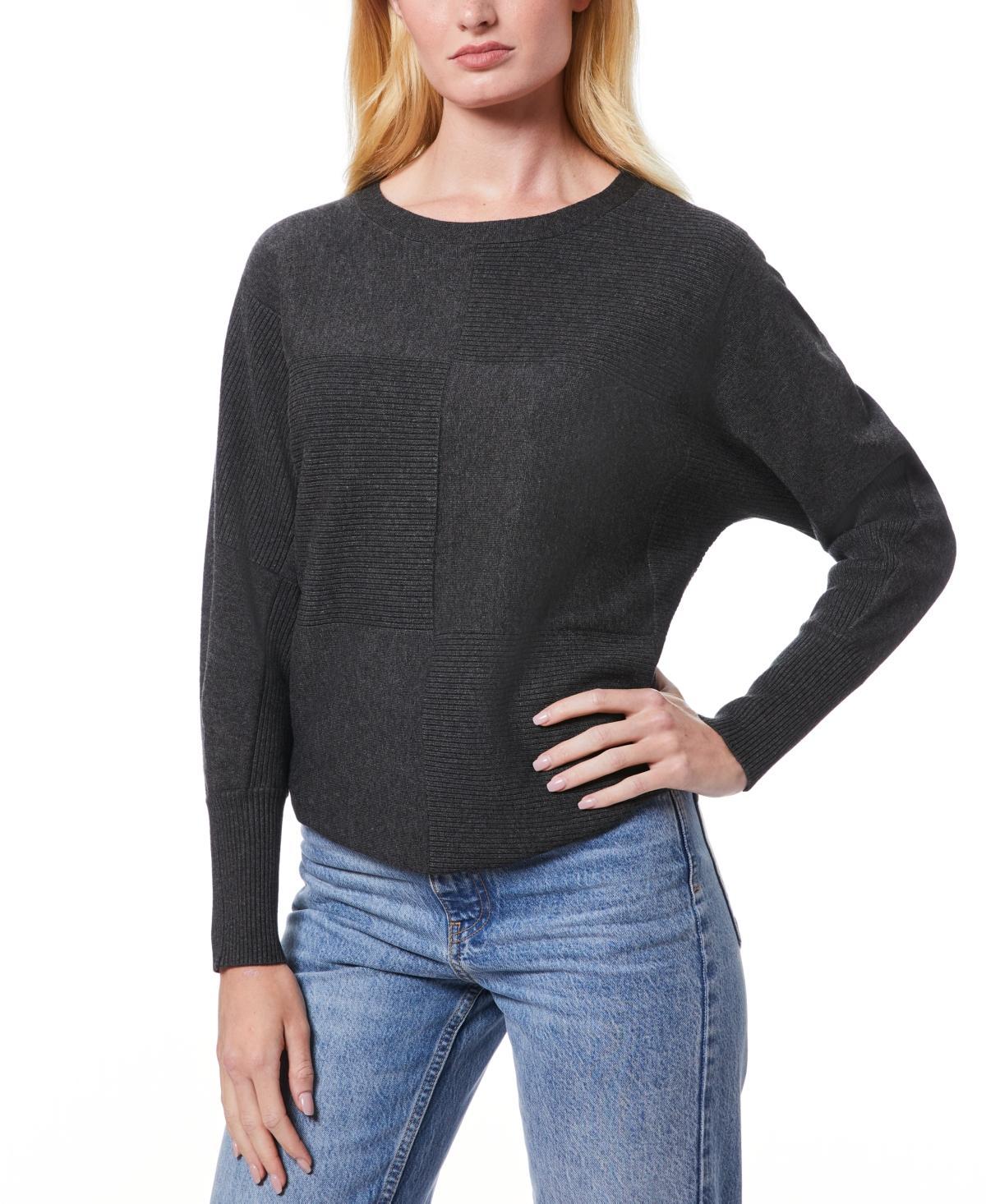 Melissa Paige Womens Ribbed Block-Stitch Dolman-Sleeve Sweater Product Image