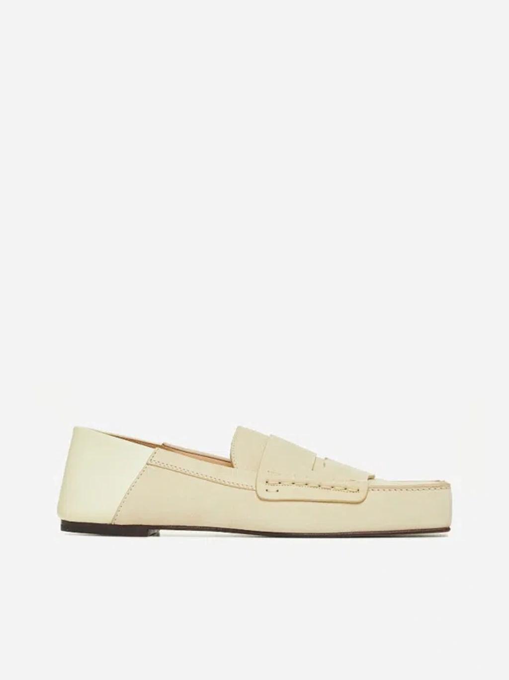 JACQUEMUS Carre' Leather Loafers In Pale Yellow Product Image