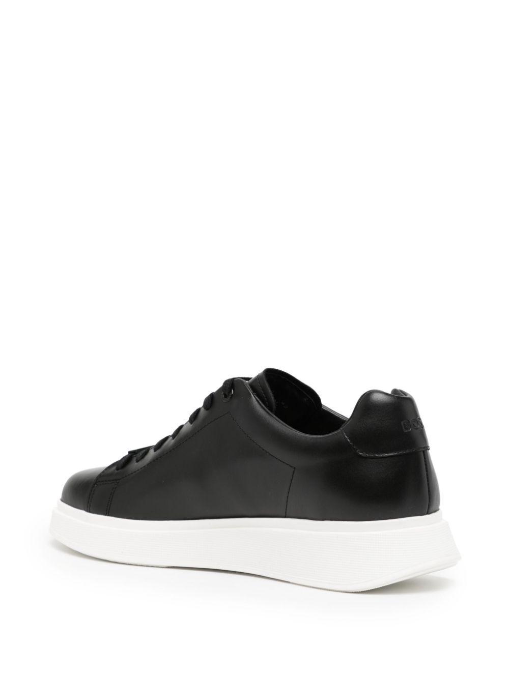 HUGO BOSS Lace-up Leather Sneakers In Black Product Image