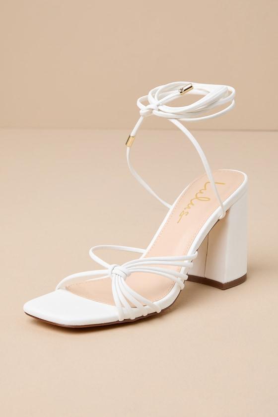 Nouvel White Strappy Lace-Up High Heel Sandals Product Image