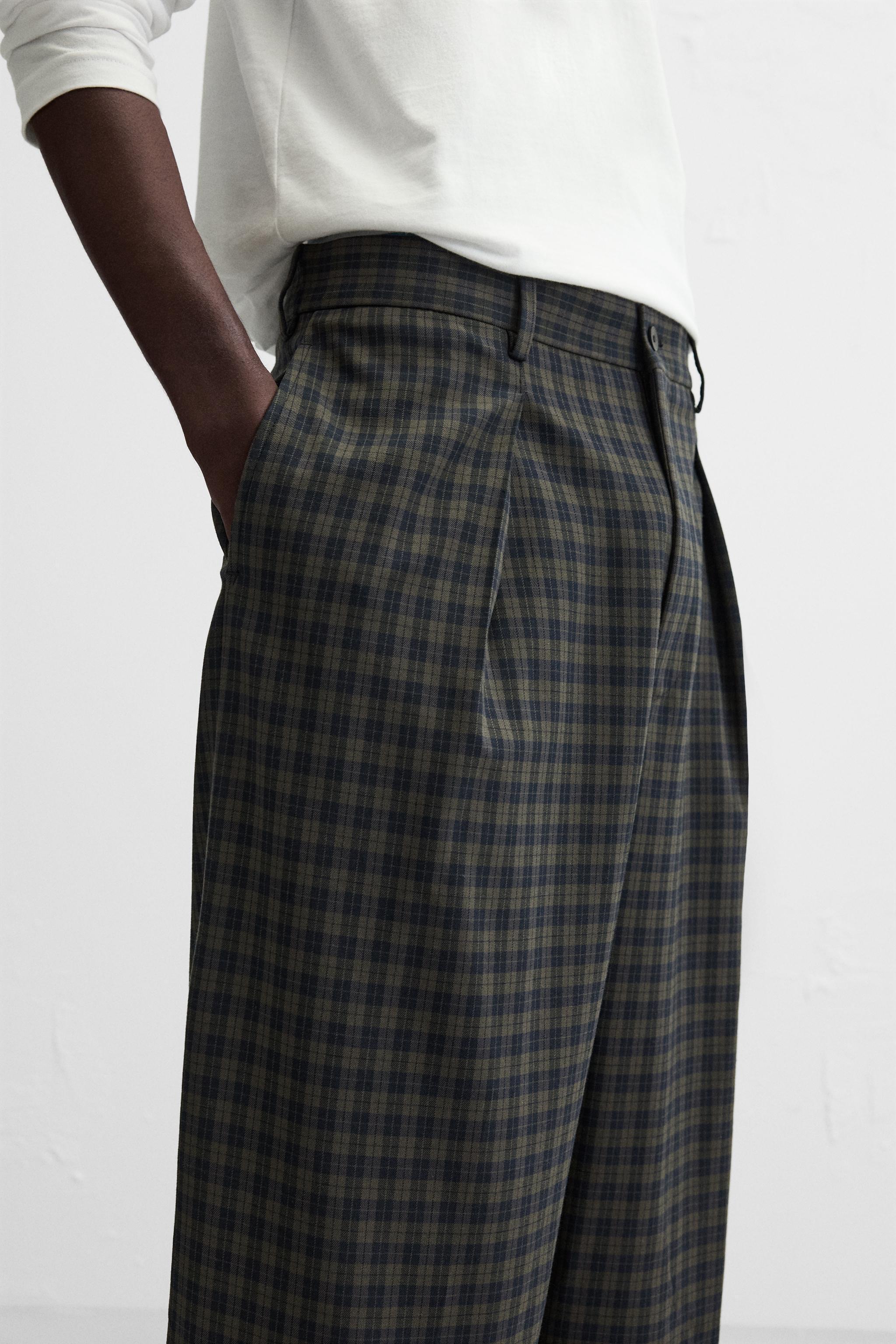 PLEATED PLAID PANTS Product Image