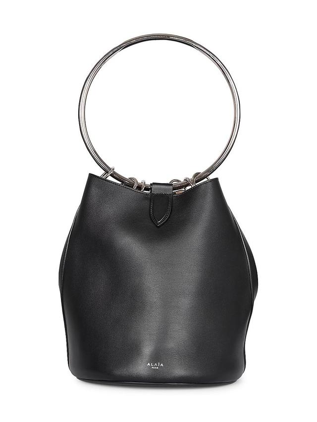 Womens Ring Large Leather Bucket Bag Product Image