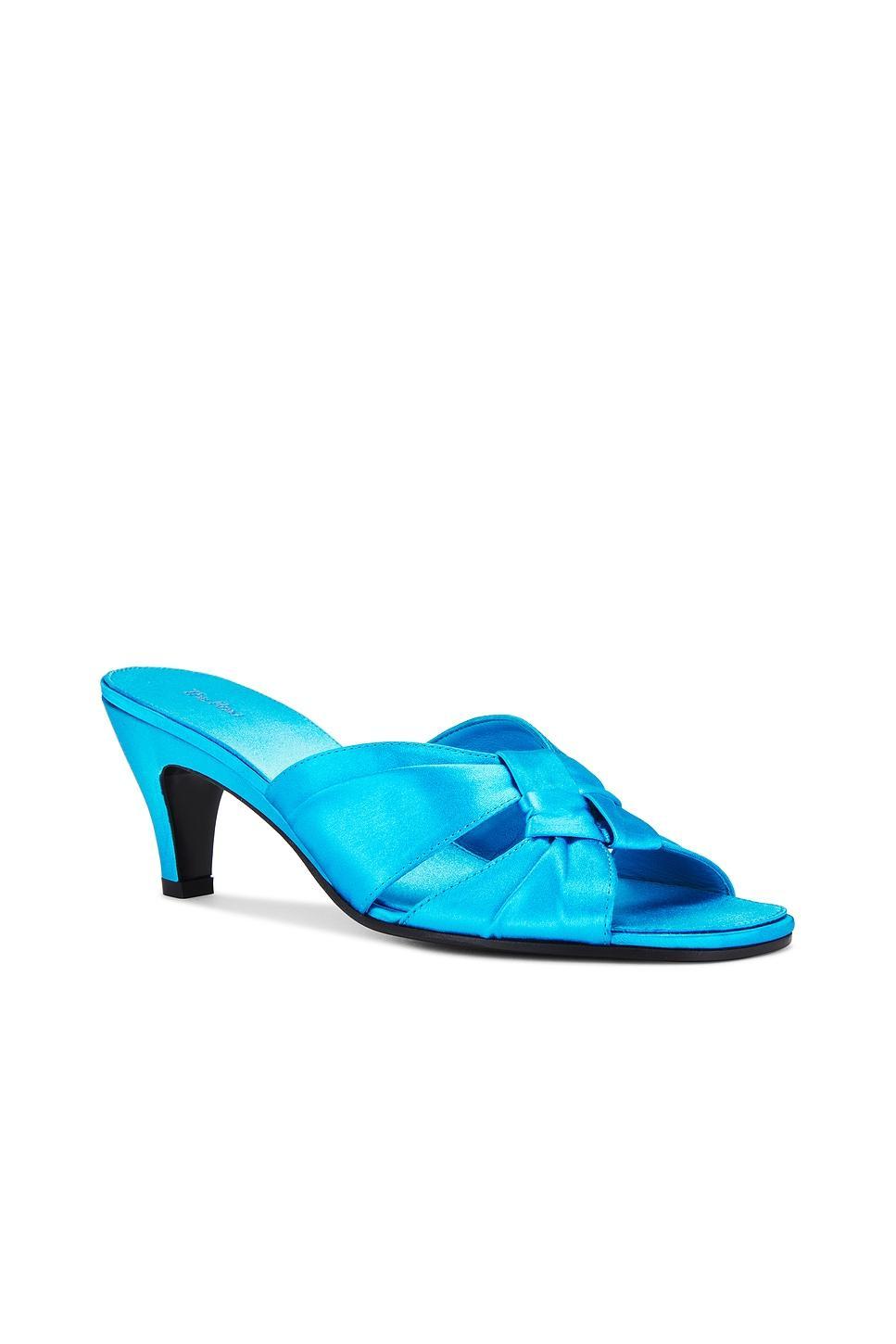 Soft Knot 65 Satin Mules In Blue Product Image