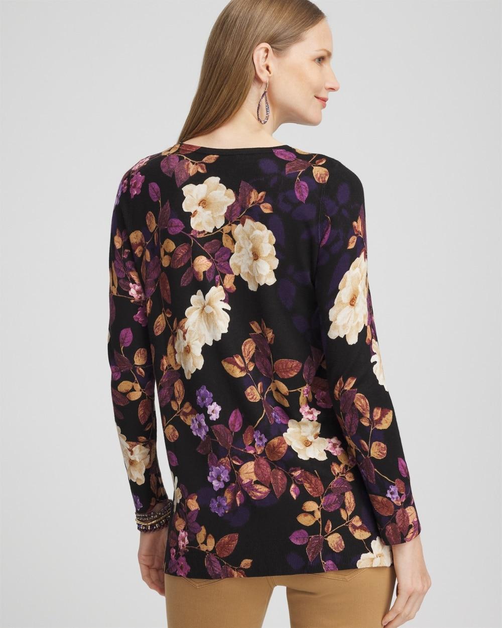 Fall Floral Crew Neck Sweater Tunic Product Image