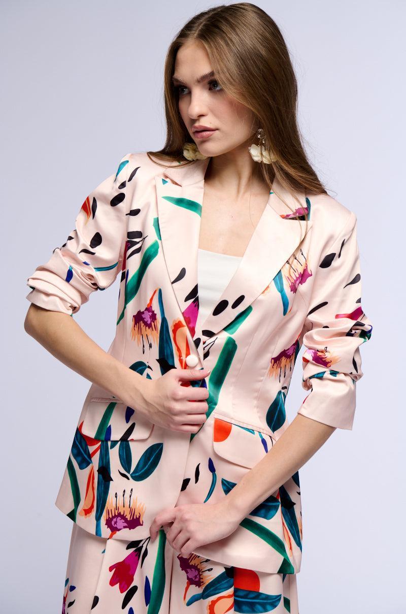 CANDY RAIN SATIN LONGLINE BLAZER Product Image