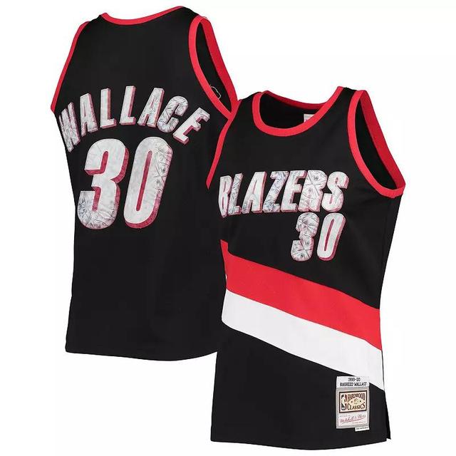 Mens Mitchell & Ness Rasheed Wallace Portland Trail Blazers 1999-00 Hardwood Classics 75th Anniversary Diamond Swingman Jersey Product Image