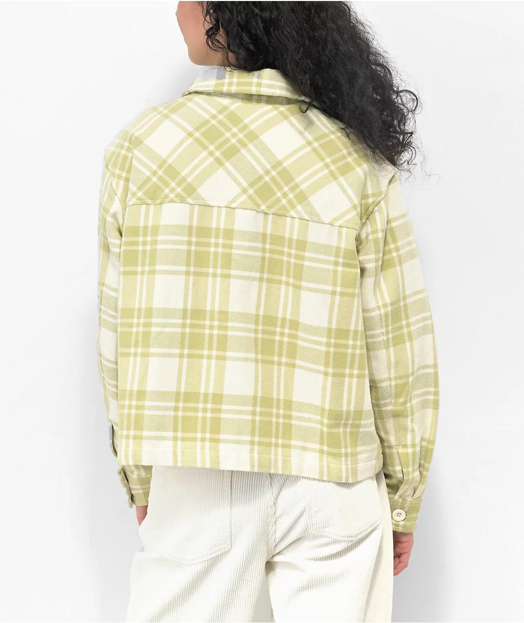 Empyre Lita Green Crop Flannel Shirt Product Image