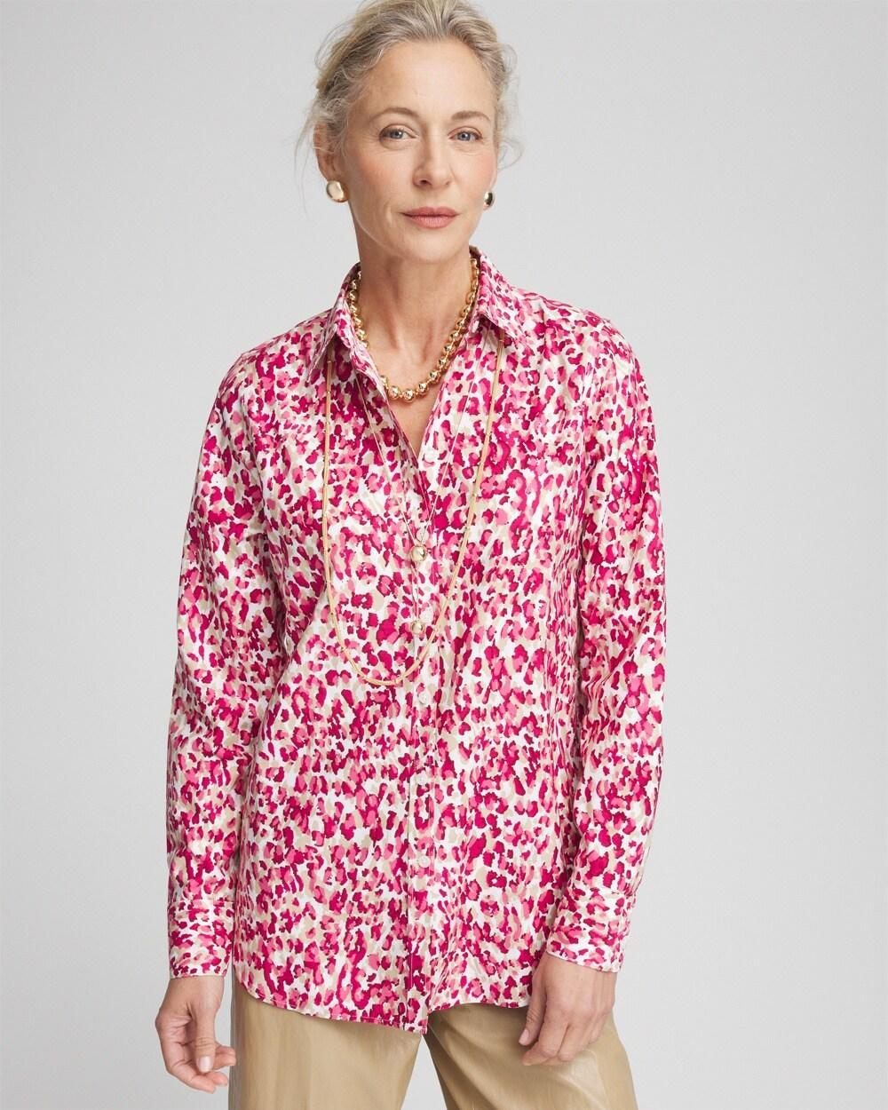 Women's No Iron Leopard Print Shirt Product Image