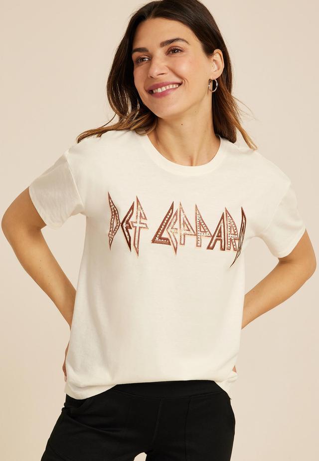 Maurices Womens XX Large Size Def Leppard Oversized Fit Graphic Tee White Product Image