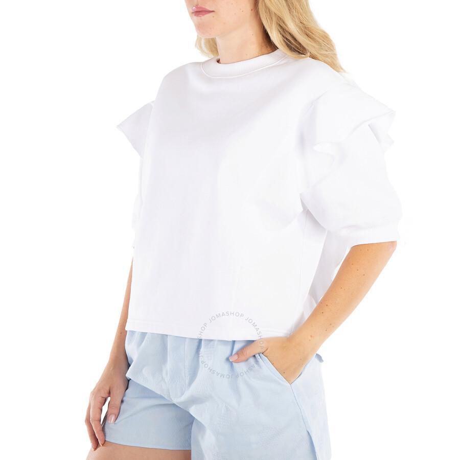 Chloe Ladies White Layered Design-sleeves Cotton Top Product Image