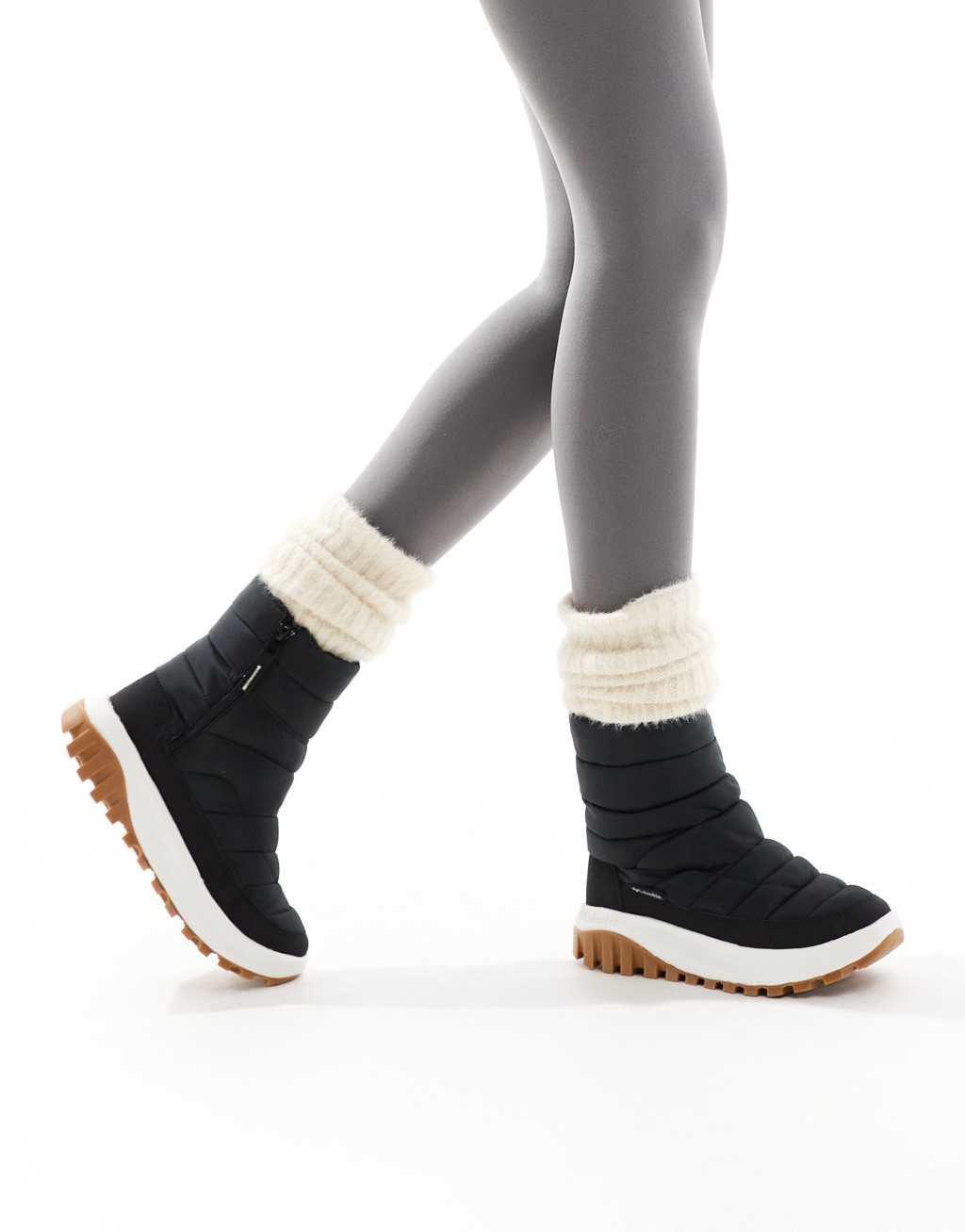 Columbia Snowtrot mid snow boots in black and sea salt Product Image