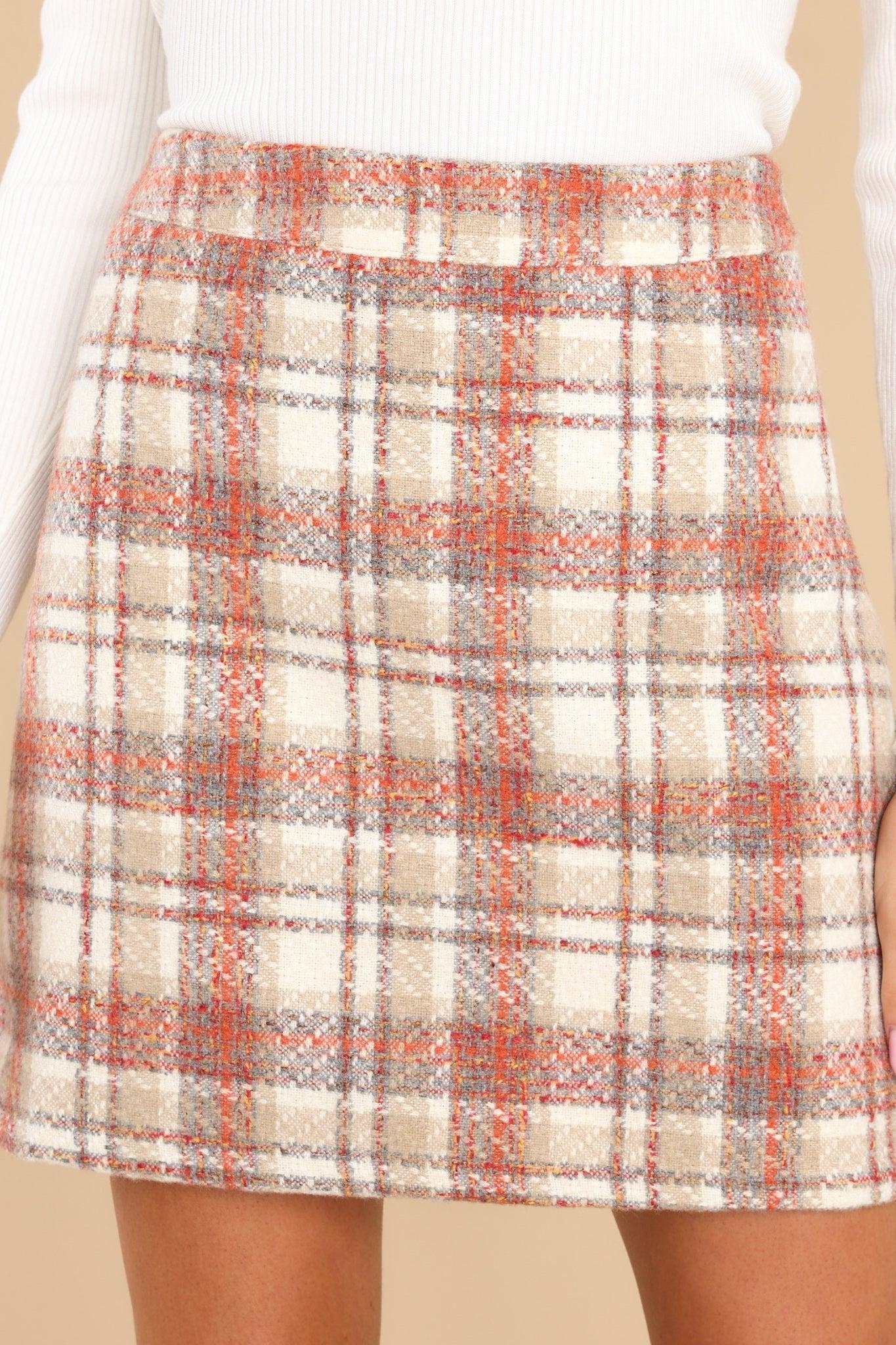 Aura Seasonal Expression Beige Multi Tweed Skirt Product Image