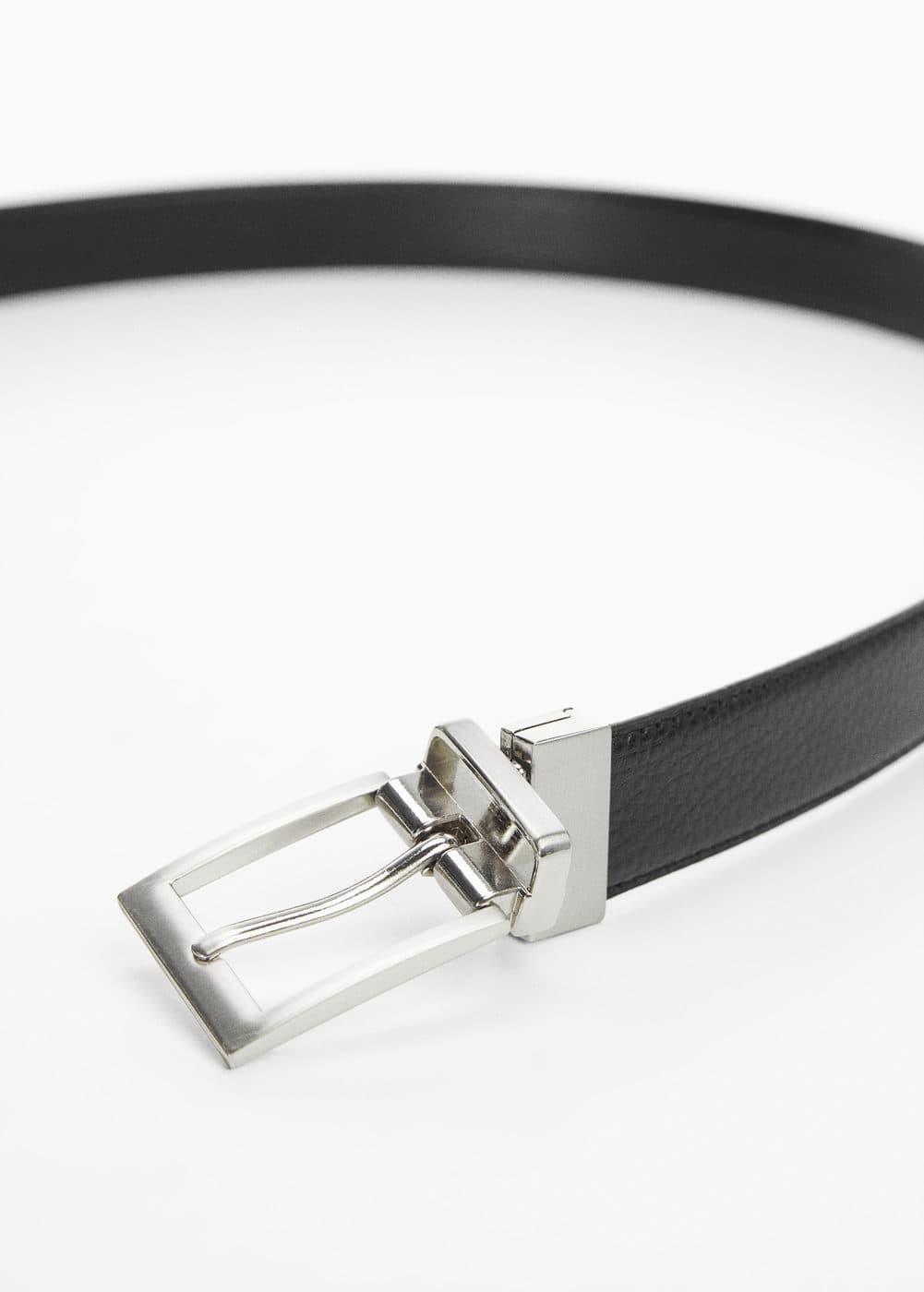 MANGO MAN - Pebbled leather belt blackMen Product Image