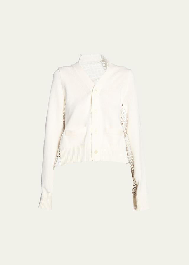 Laser-Cut Embroidered Back Knit Cardigan Product Image