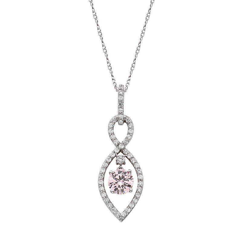 Sterling Silver Pink Cubic Zirconia Infinity Pendant Necklace, Womens Product Image