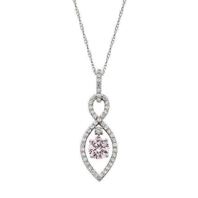 Sterling Silver Pink Cubic Zirconia Infinity Pendant Necklace, Womens Product Image