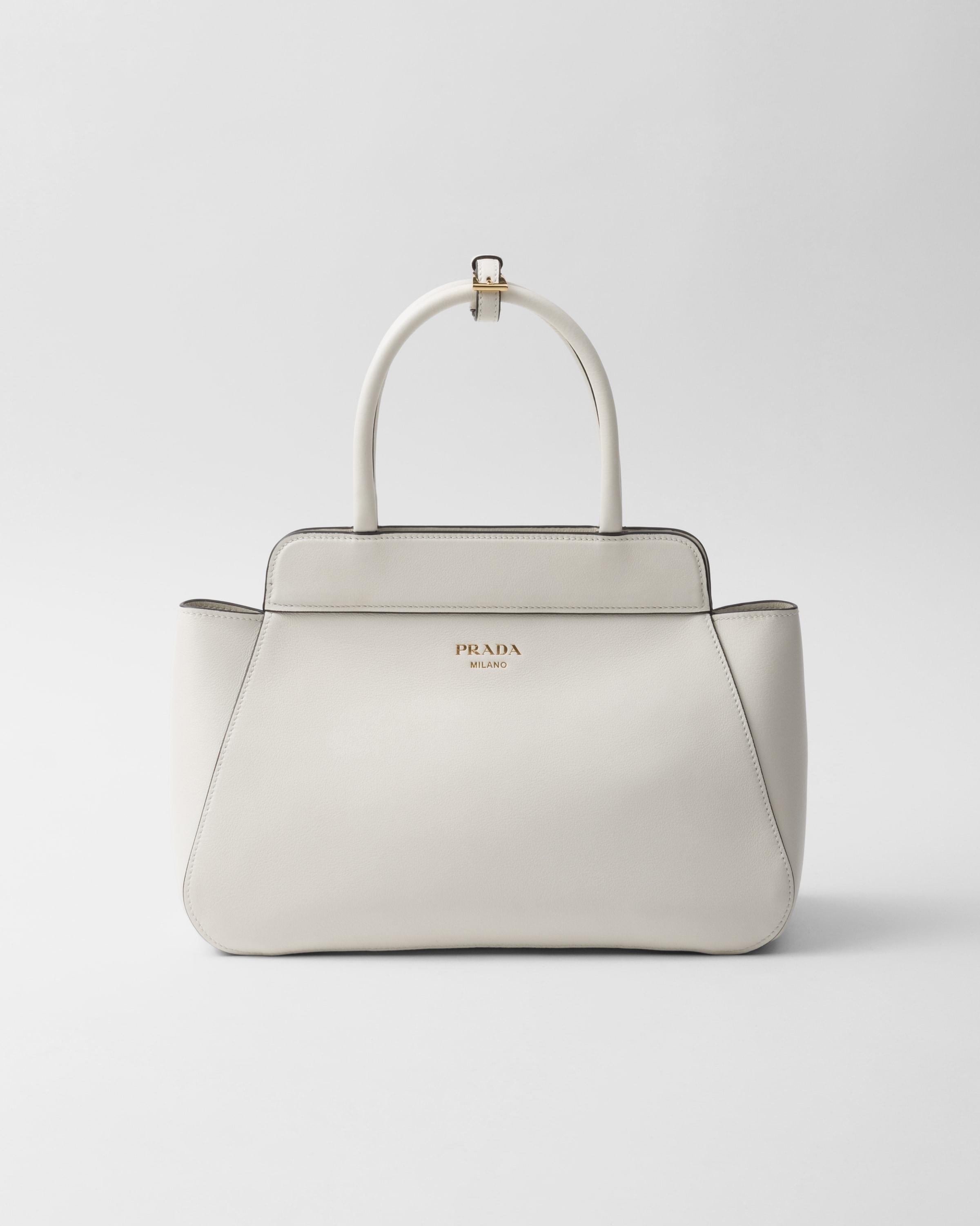 Medium Leather Tote Bag In White Product Image