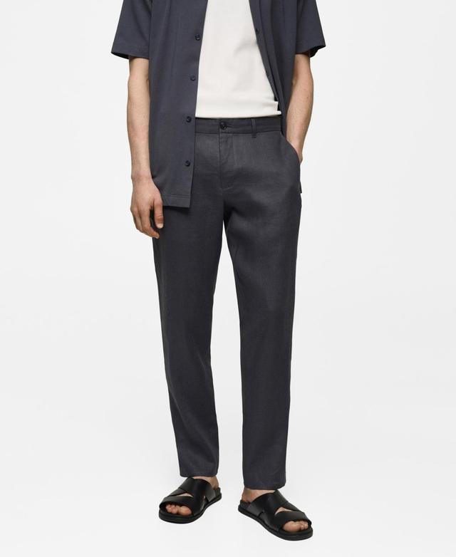 Mango Mens Linen Slim-Fit Pants Product Image