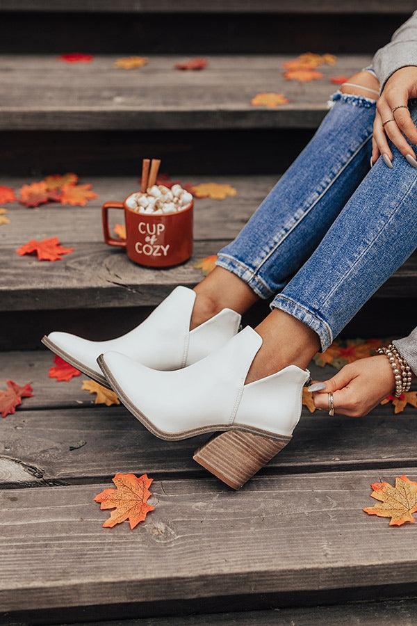 The Jackson Faux Leather Bootie In White Product Image