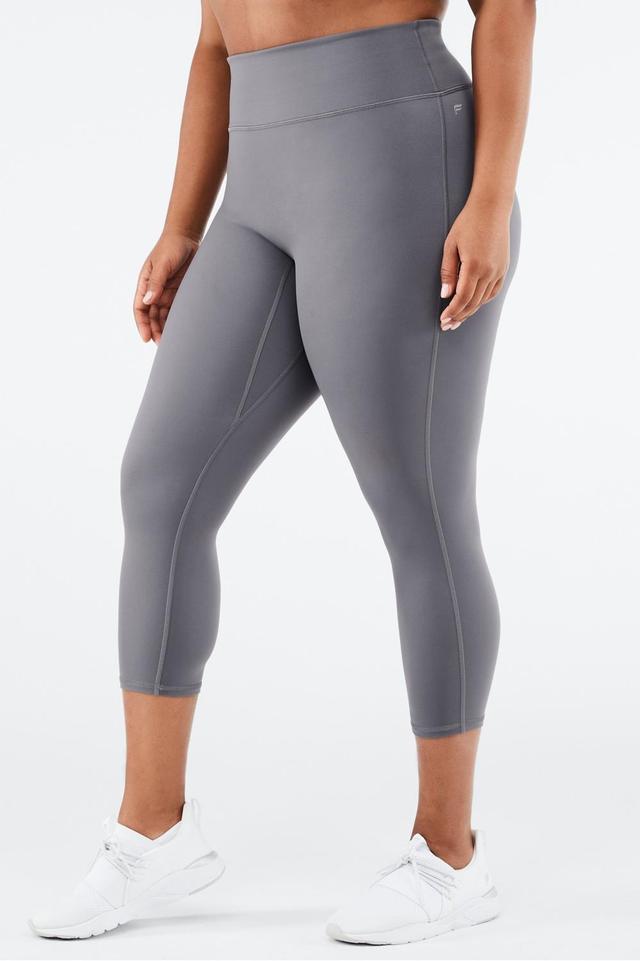 Fabletics Trinity High-Waisted Pocket Capri Womens Light Pewter/Wild Lime plus Size 4X Product Image