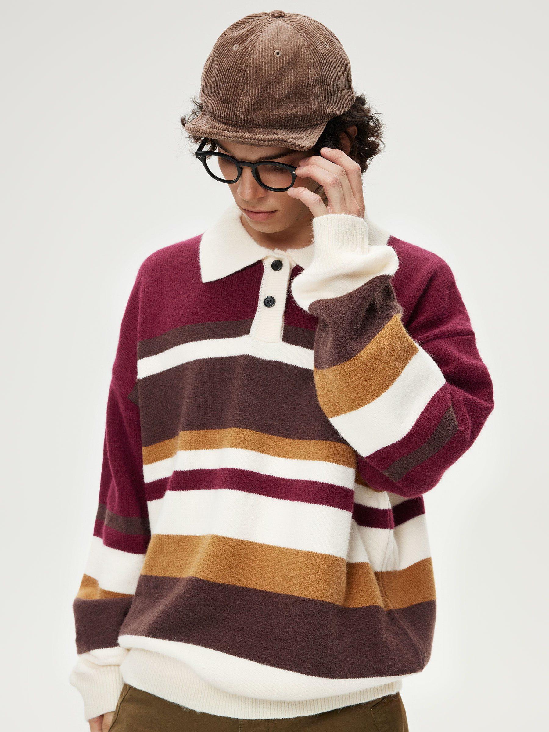 Aelfric Eden Vintage Stripe Polo Sweater Product Image