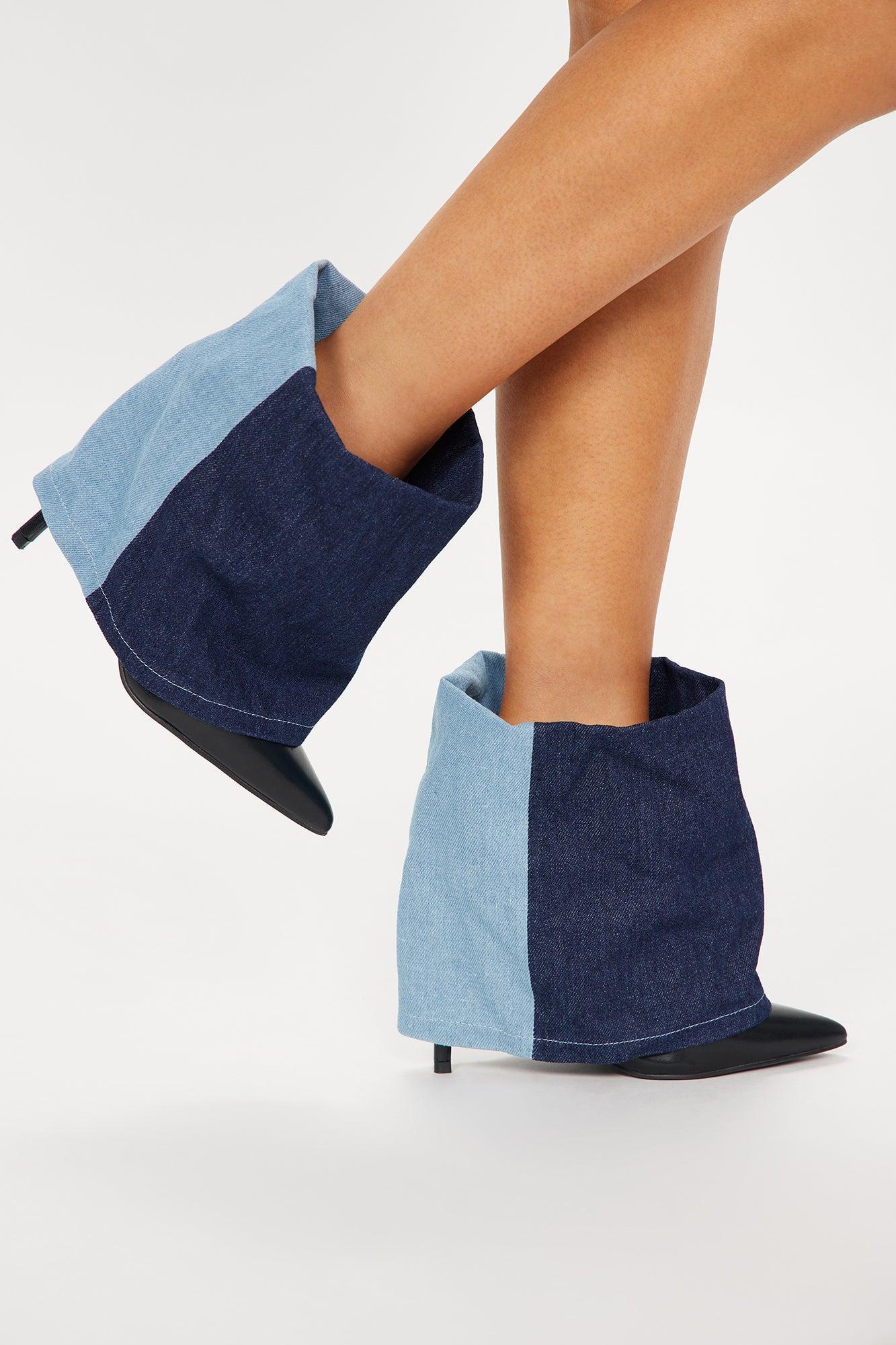 Keep It Smooth Heeled Booties - Denim Product Image