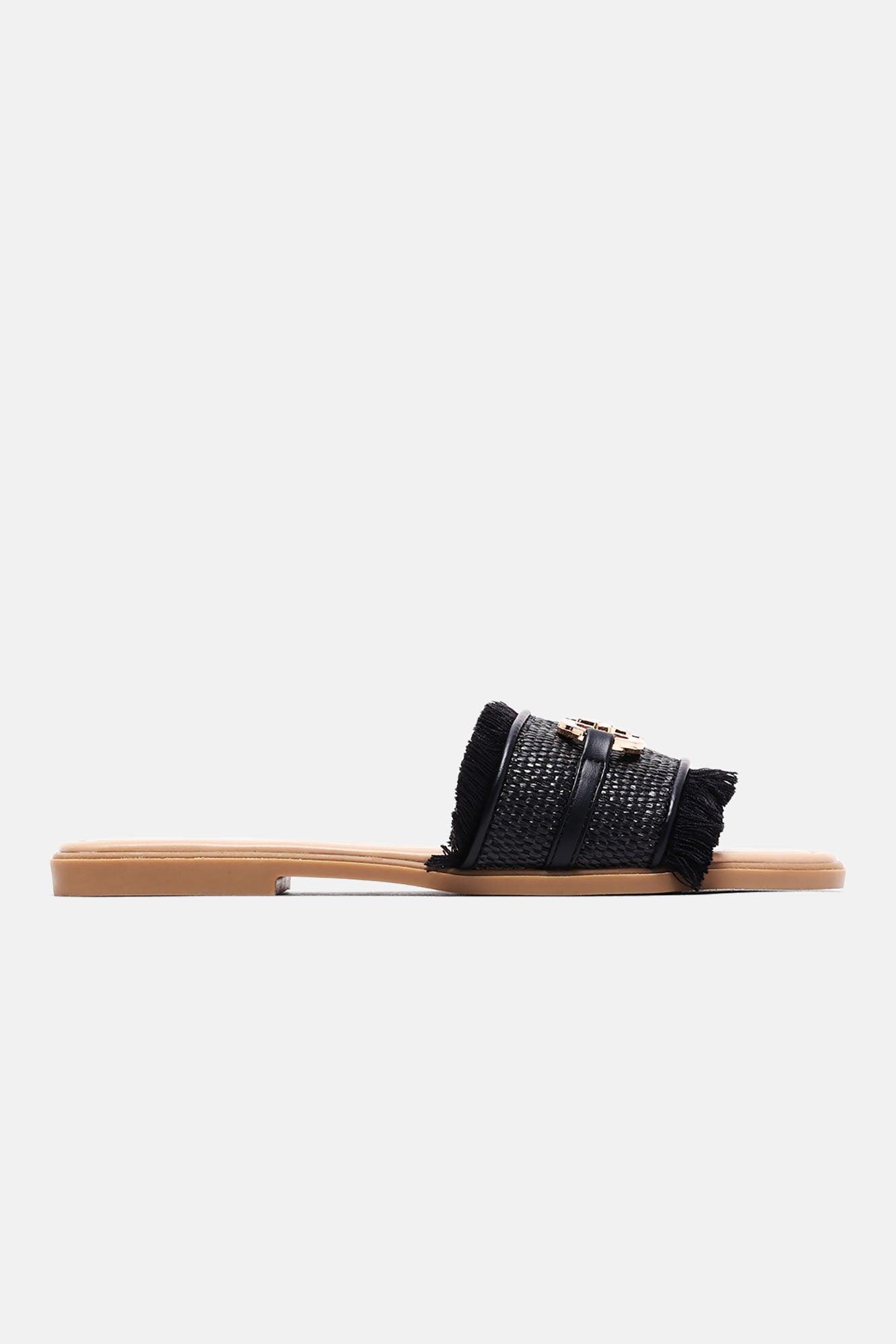 No Wrong Way Flat Sandals - Black Product Image