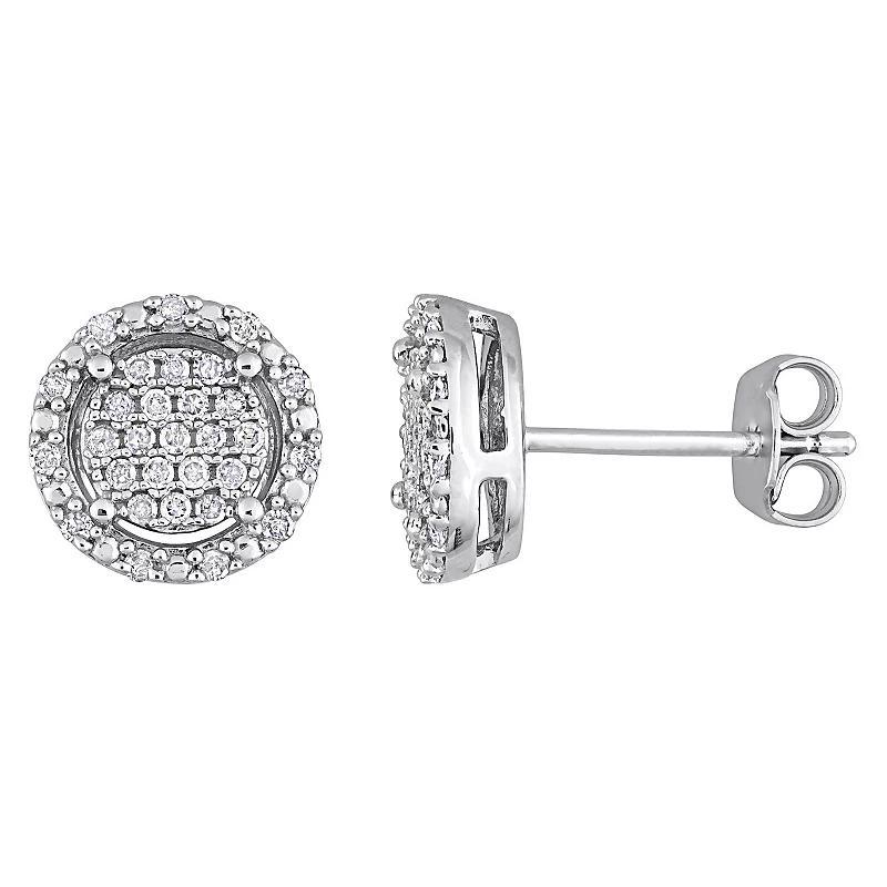 Stella Grace Sterling Silver 1/3 Carat T.W. Diamond Cluster Halo Earrings, Womens Product Image