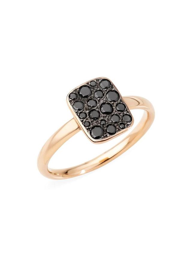 Womens Sabbia Small 18K Rose Gold & Black Diamond Rectangular Ring Product Image