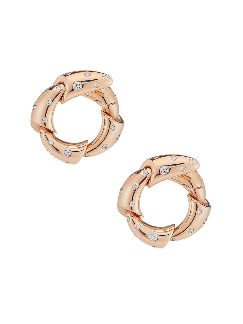 Womens Calla Media 18K Rose Gold & Diamond Hoop Earrings Product Image