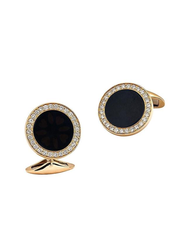 Mens 18K Gold, Diamond & Onyx Cufflinks Product Image