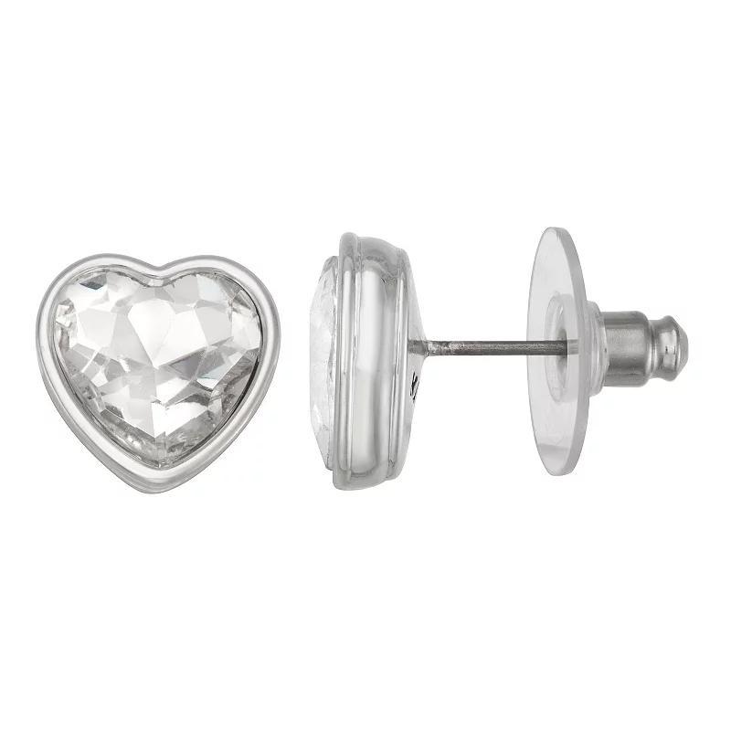 Napier Always Love Heart Stud Earrings, Womens, Clear Product Image