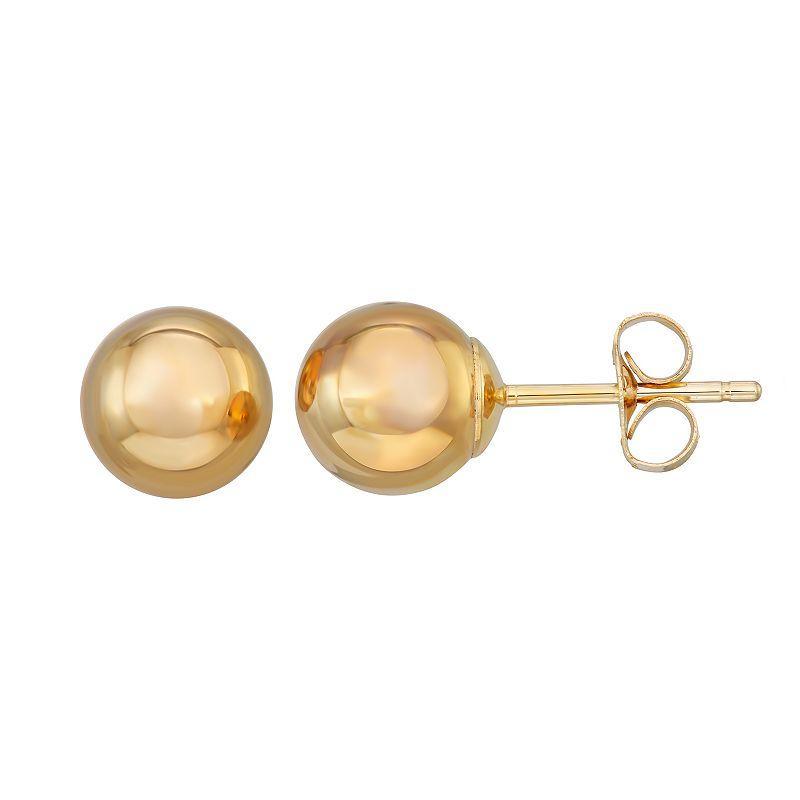 18k Gold 6 mm Ball Stud Earrings, Womens, Yellow Product Image