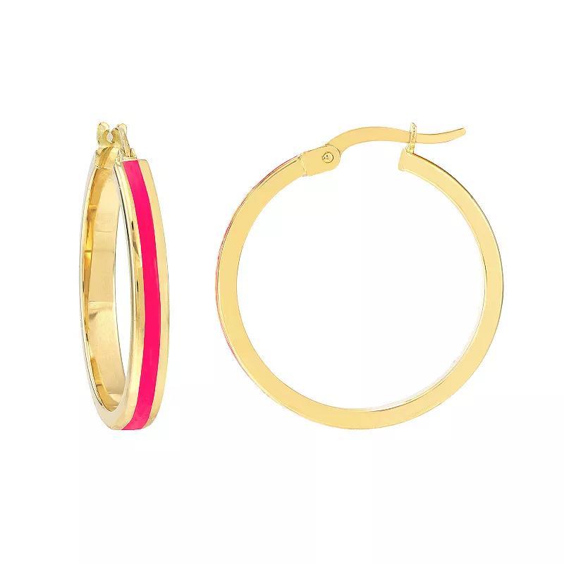 Color Romance 20 mm Enamel Hoop Earrings, Womens, Pink Product Image