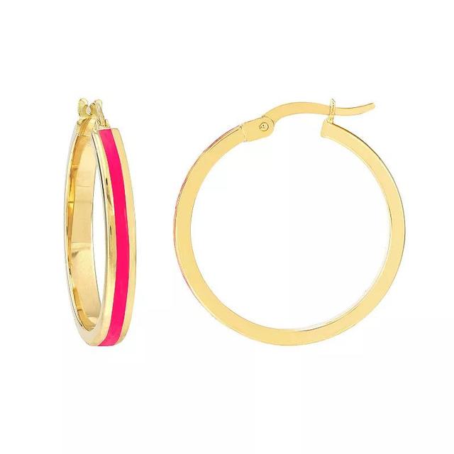 Color Romance 20 mm Enamel Hoop Earrings, Womens, Pink Product Image