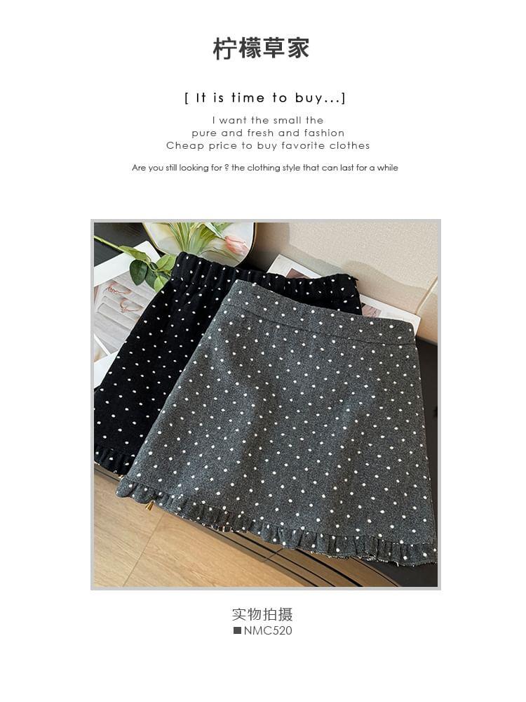 Ruffle-Hem Polka-Dot Mini Skirt Product Image