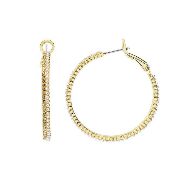 LC Lauren Conrad Gold Tone Rhinestone Hoop Earrings, Womens, Multicolor Product Image