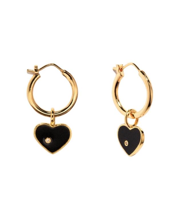 Womens Enamel Heart Hoop Earrings Product Image