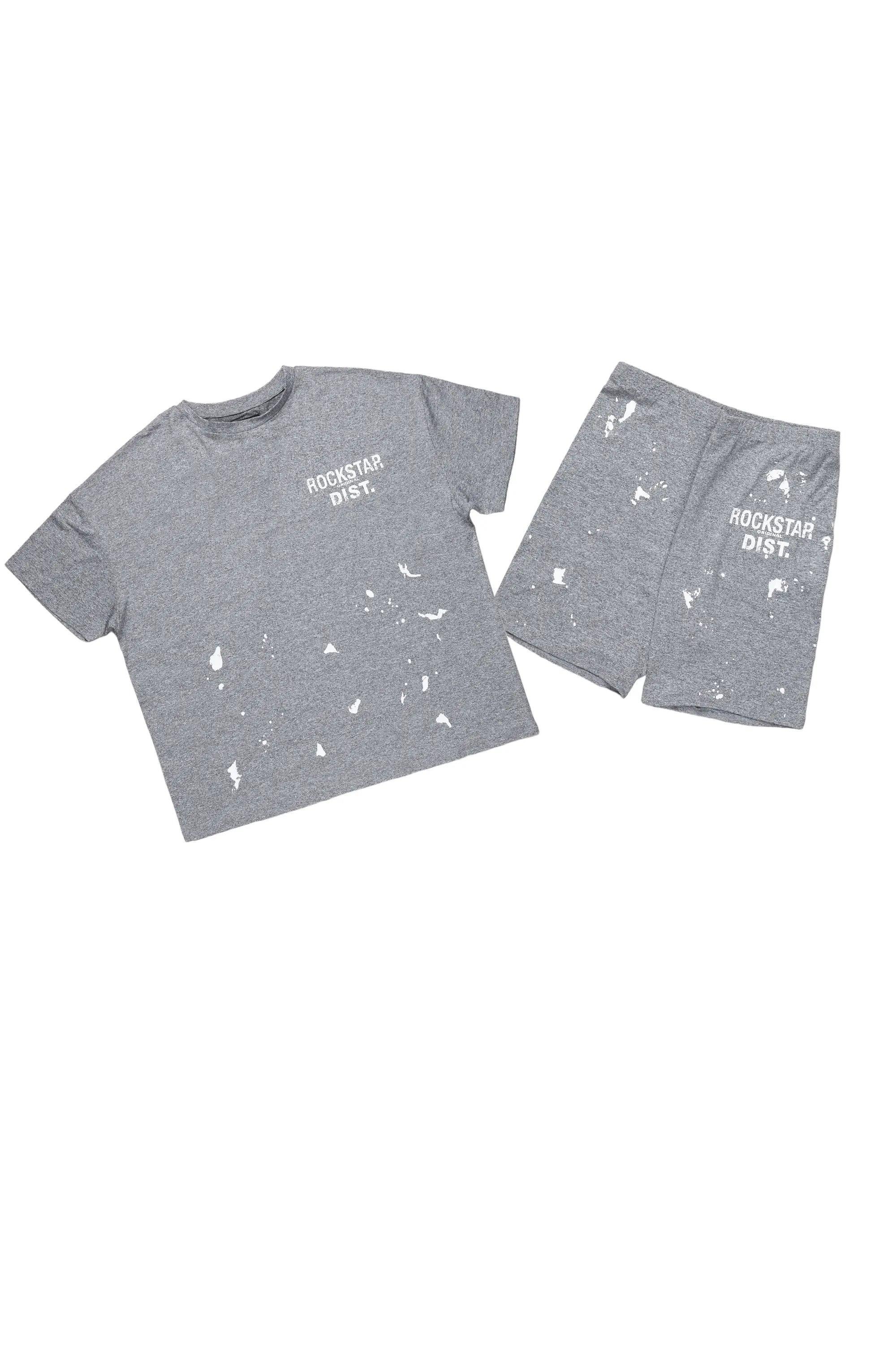 Living For It Heather Grey Bike Short Set Female Product Image