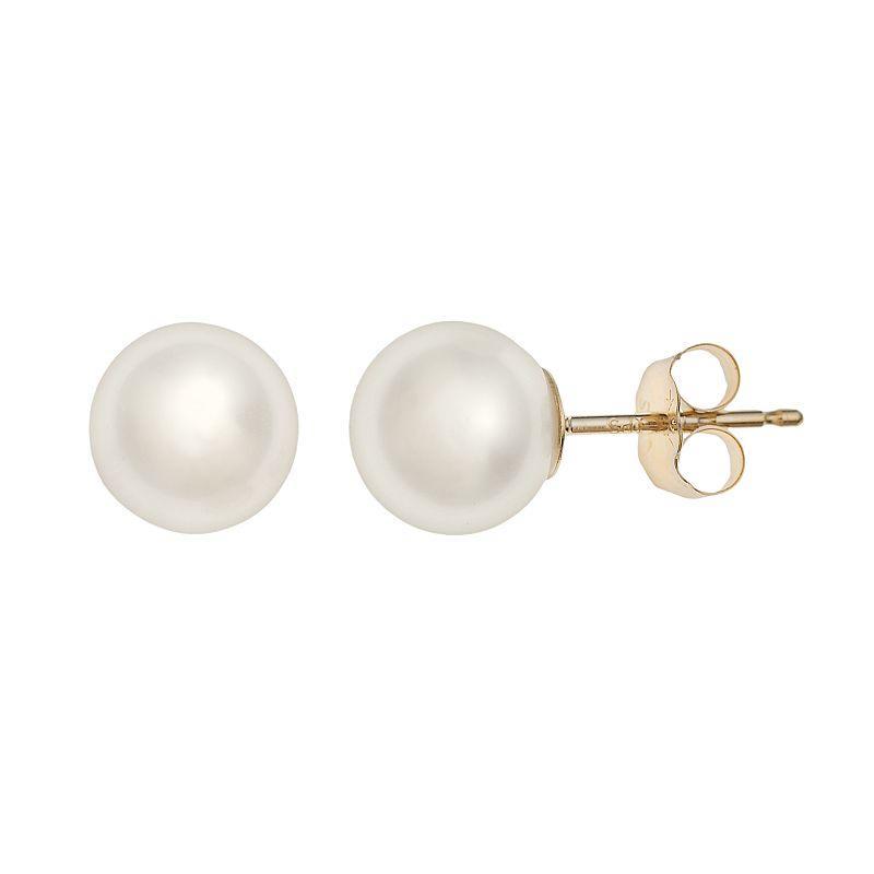 PearLustre by Imperial 10k Gold 7-mm Cultured Pearl Stud Earrings, Womens, Yellow Product Image