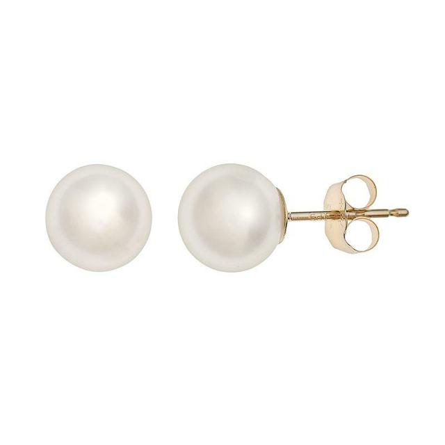 PearLustre by Imperial 10k Gold 7-mm Cultured Pearl Stud Earrings, Womens, Yellow Product Image