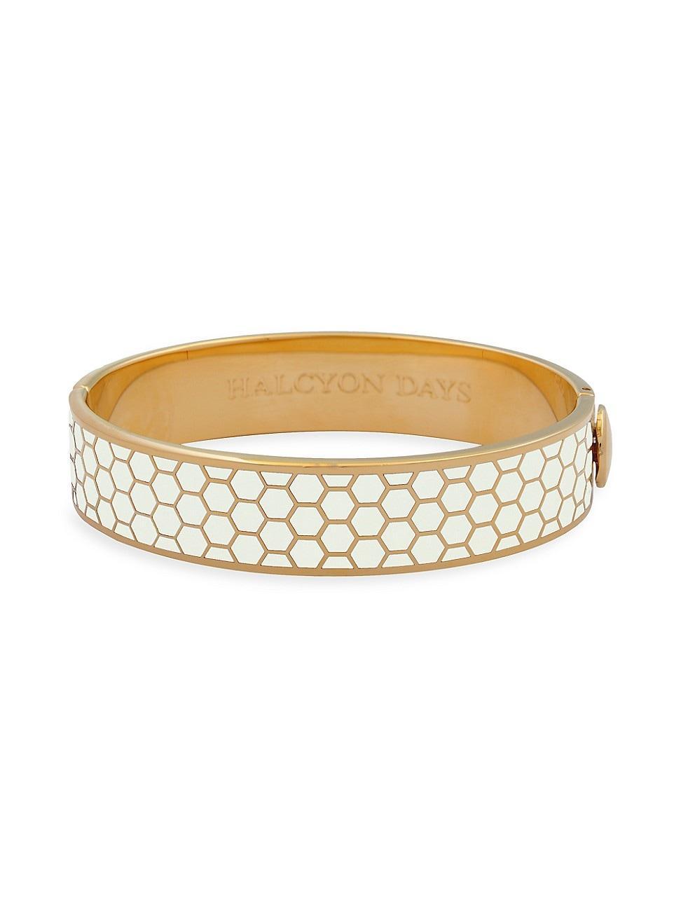 Womens Honeycomb 18K Gold-Plated Hinged Bangle Bracelet Product Image