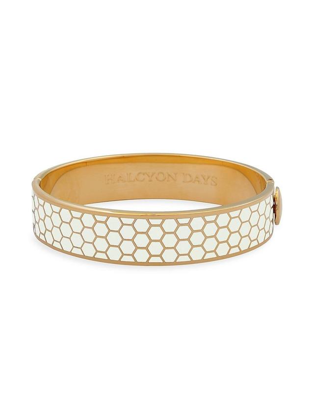 Honeycomb 18K Gold-Plated Hinged Bangle Bracelet Product Image