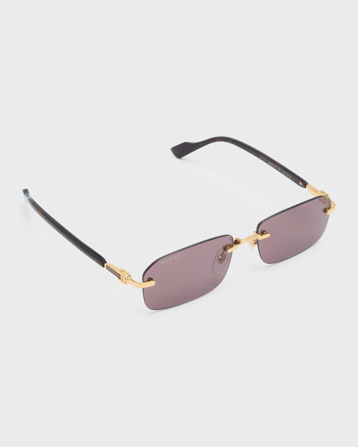 Mens Rimless Metal Rectangle Sunglasses Product Image