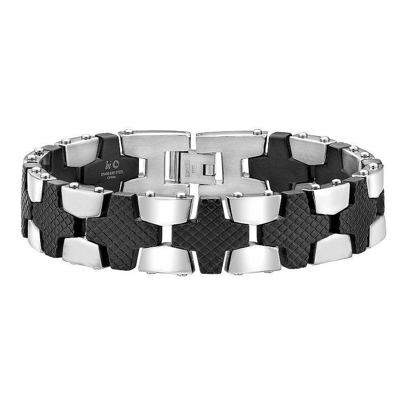 Mens LYNX Stainless Steel Black Carbon Fiber Bracelet Multicolor Product Image