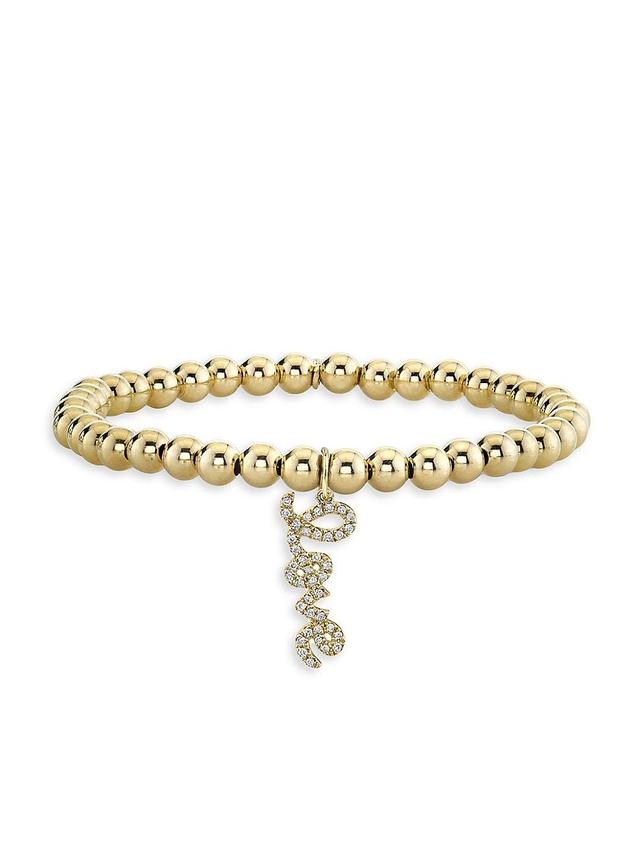 Womens Under The Sea Love Script 14K Yellow Gold & 0.12 TCW Diamond Beaded Bracelet Product Image